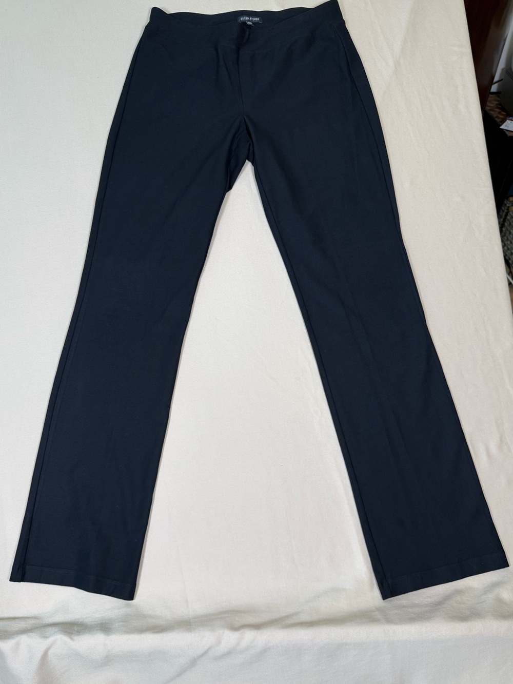 Eileen Fisher Black Stretch Bootcut Leg Pants, Size Small.